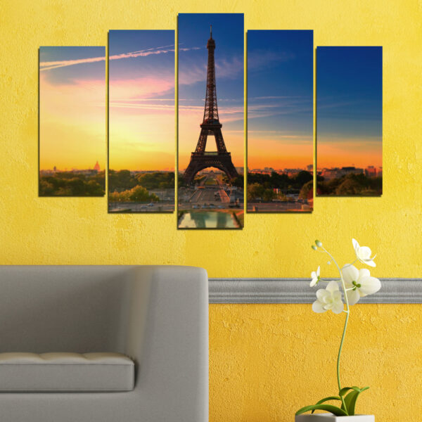 Romance in Paris 5-Piece Canvas Print with Eiffel Tower