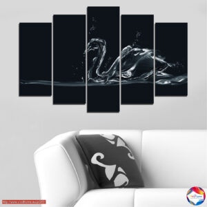 Schwan auf Wasser 5-teiliges Leinwand-Set