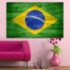 This canvas print shows the Brazilian national emblem with its green field, yellow diamond
