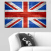 The Union Jack rendered across weathered wooden planks