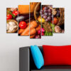 This five-piece canvas print shows a harvest of garden vegetables in warm autumn tones