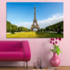 This canvas shows the Eiffel Tower's iron lattice structure viewed from ground level