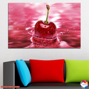 Σταγόνες Νερού σε Κόκκινο Κεράσι Canvas Print