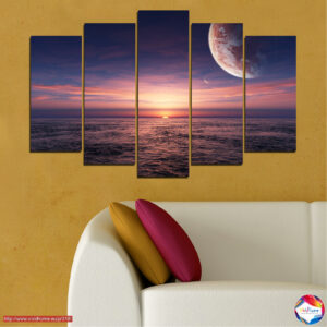 Mondbeglänzte Wasserlandschaft 5er-Leinwanddruck-Set