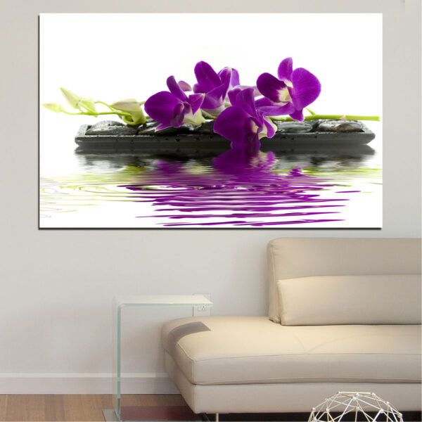 Toile Orchidée Blanche avec Reflet de Bambou
