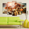 This five-piece canvas set captures the spirit of the open road with vintage motorcycle imagery