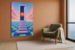 Lila Drempel - aan de muur in een interieur