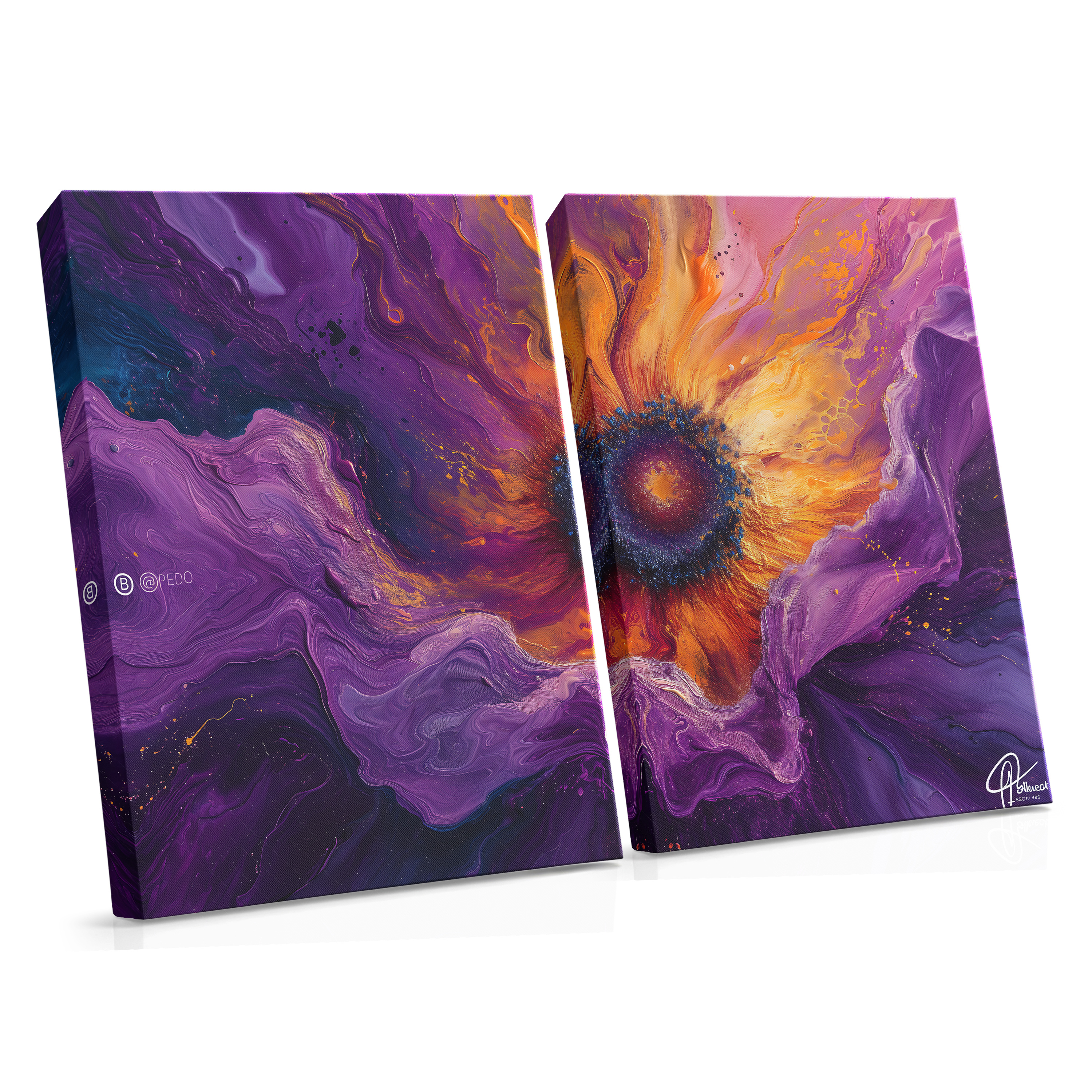 Violet Fold Radiance - Fluid Floral Abstract Canvas Print