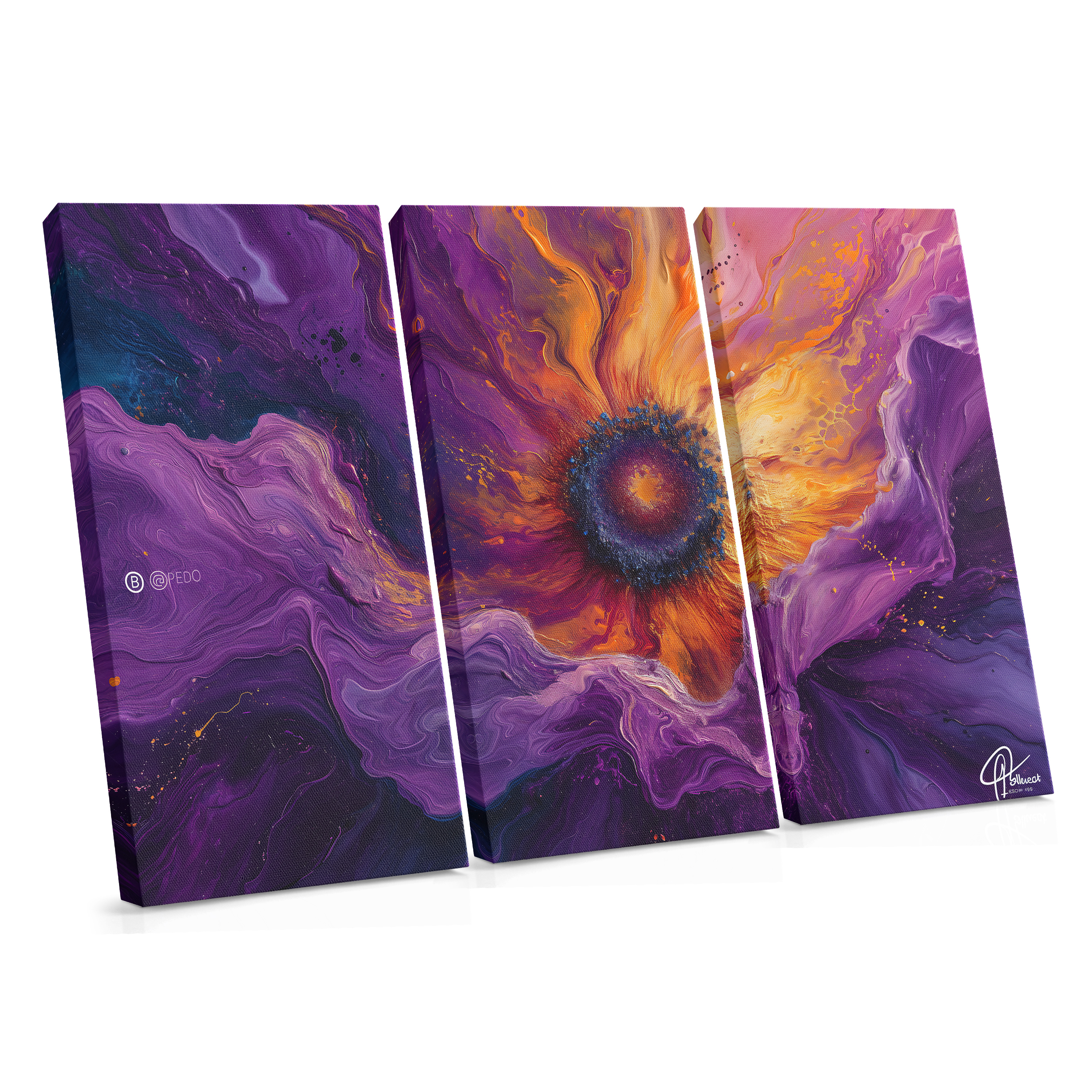 Violet Fold Radiance - Fluid Floral Abstract Canvas Print