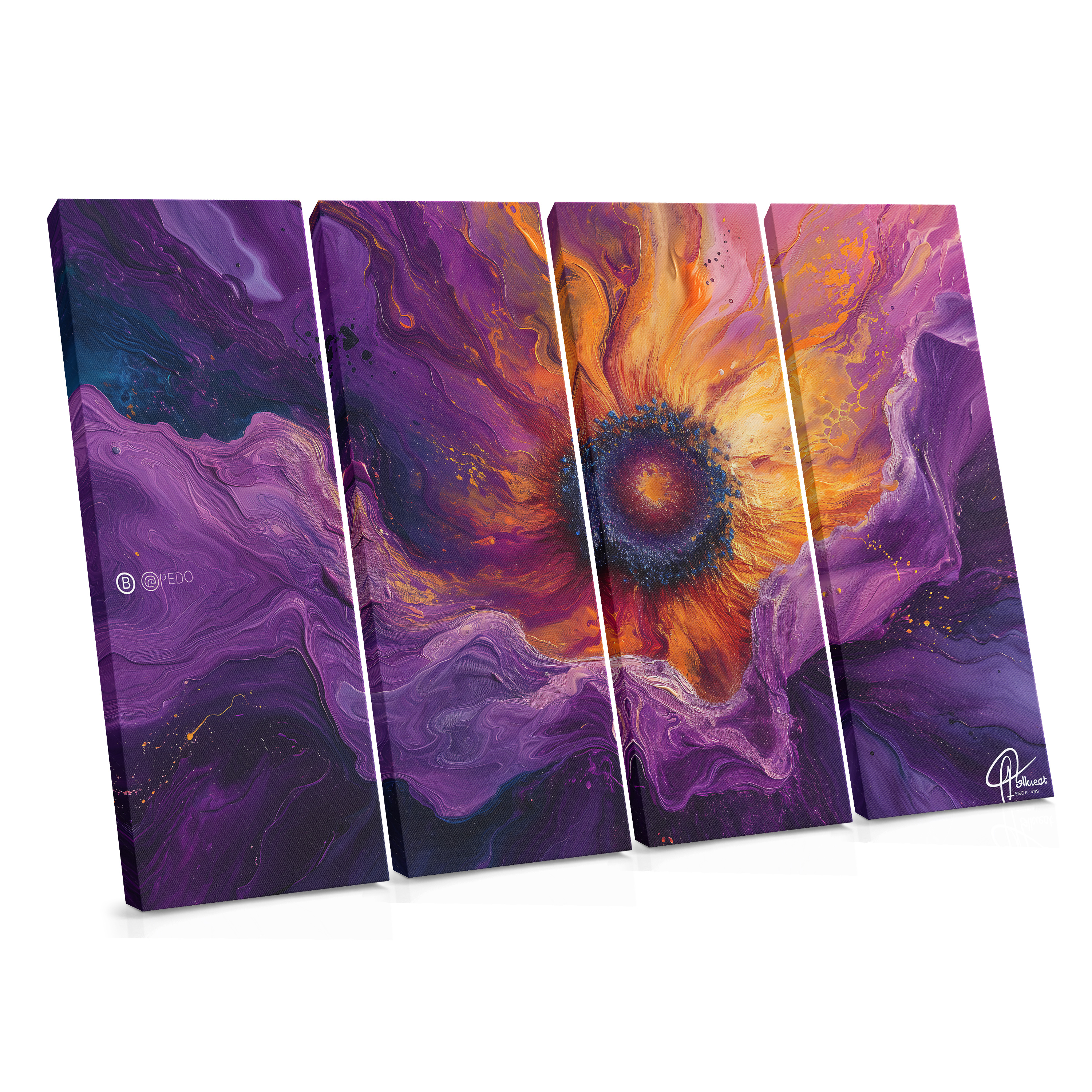Violet Fold Radiance - Fluid Floral Abstract Canvas Print