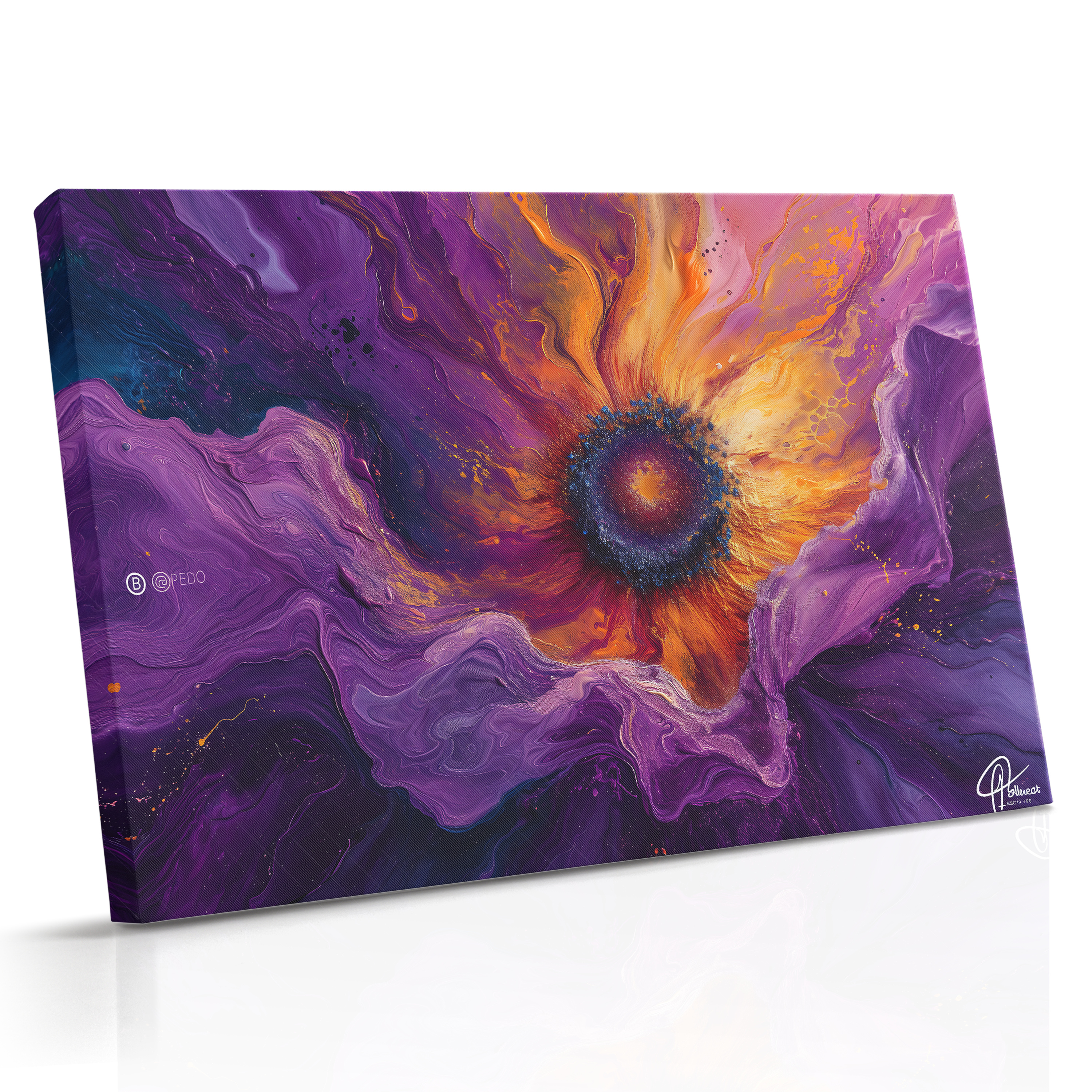 Violet Fold Radiance - Fluid Floral Abstract Canvas Print