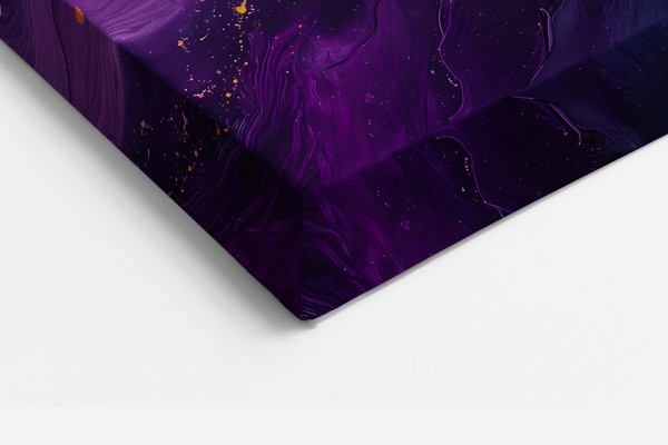 Violet Fold Radiance - Fluid Floral Abstract Canvas Print - on the wall in a room interior