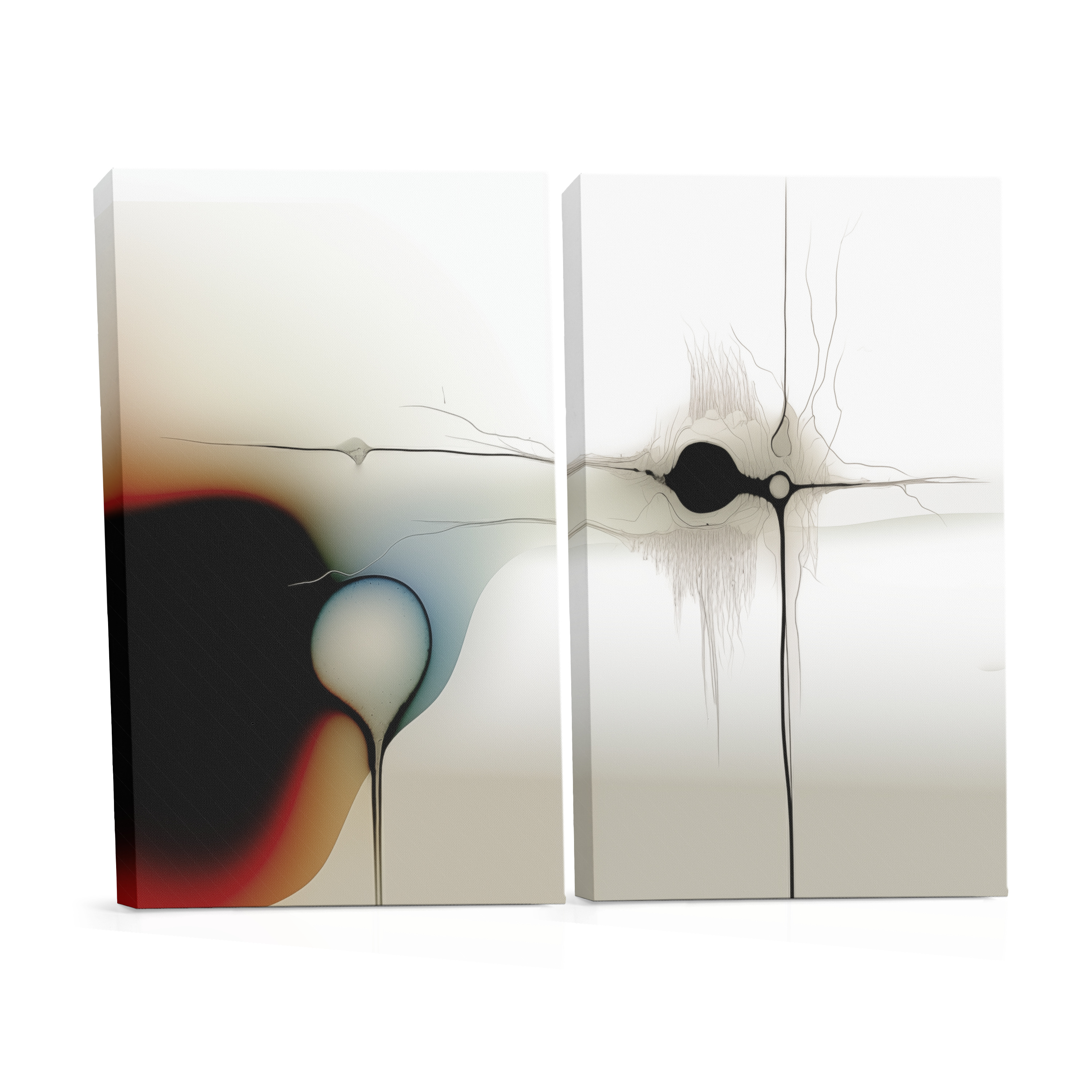 Fine Threads Across Ivory - Fluid Abstract Canvas Print