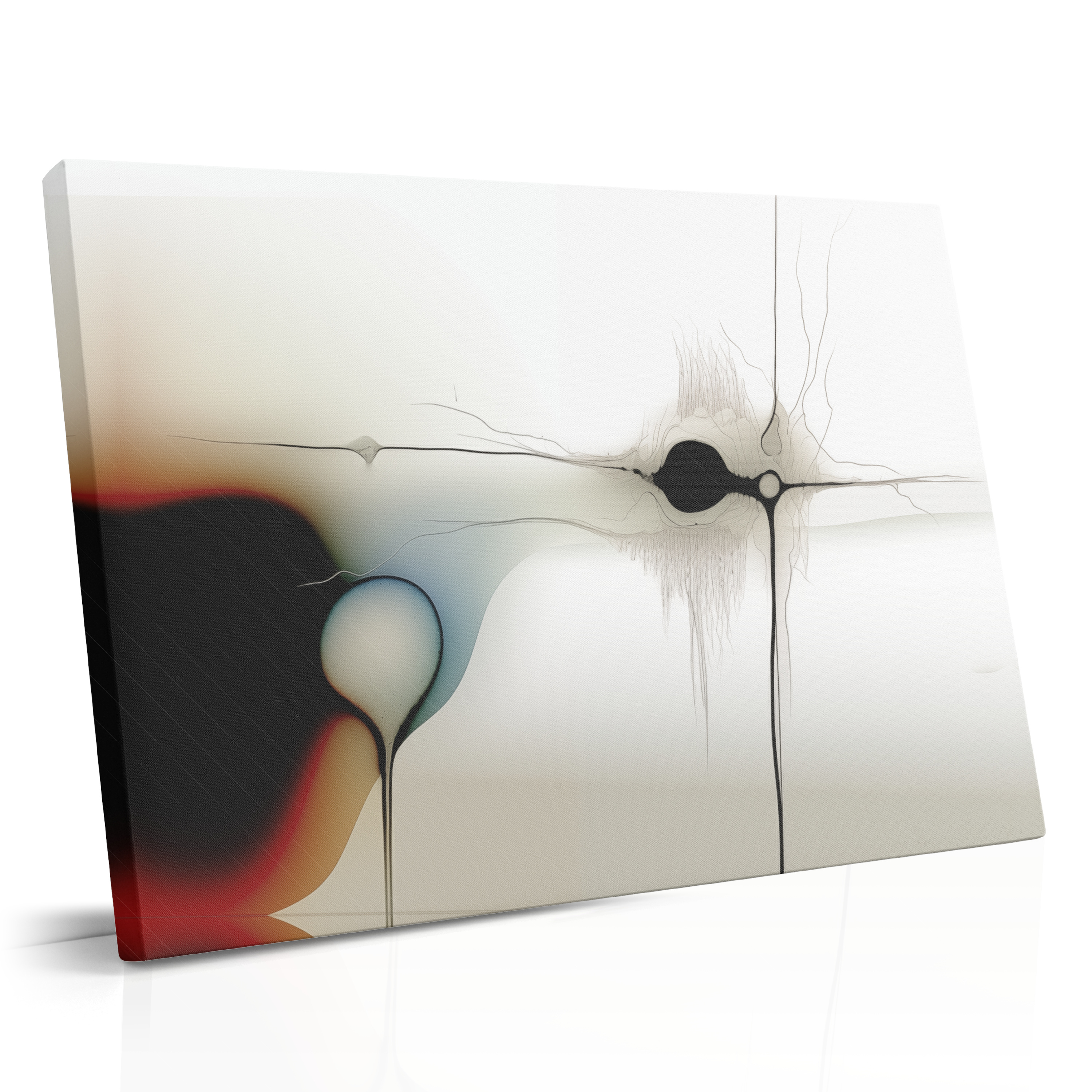 Fine Threads Across Ivory - Fluid Abstract Canvas Print