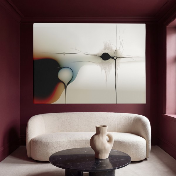 Fine Threads Across Ivory - Fluid Abstract Canvas Print - on the wall in a room interior