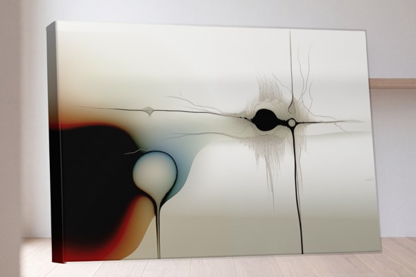 Fine Threads Across Ivory - Fluid Abstract Canvas Print - on the wall in a room interior