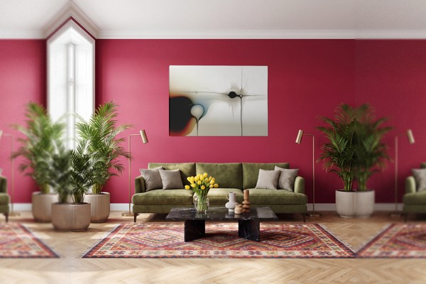 Fine Threads Across Ivory - Fluid Abstract Canvas Print - on the wall in a room interior