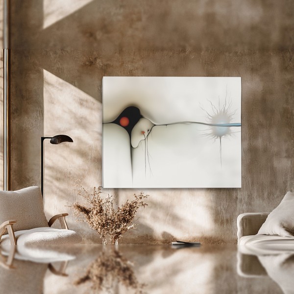 Red Orb Along Filaments - Fluid Abstract Canvas Print - on the wall in a room interior