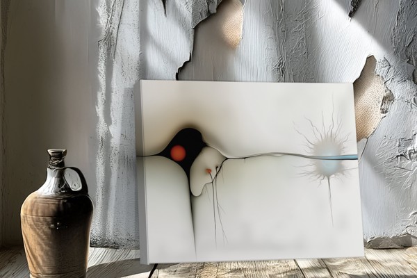 Red Orb Along Filaments - Fluid Abstract Canvas Print - on the wall in a room interior