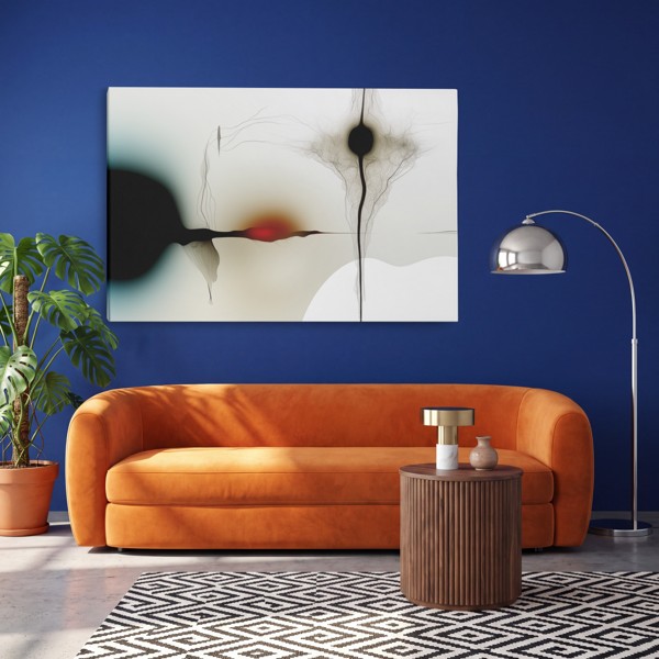 Ember Across Fine Lines - Flowing Abstract Canvas Print - on the wall in a room interior