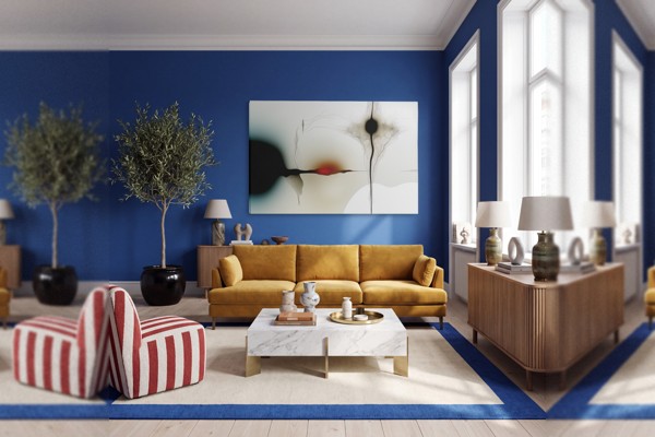 Ember Across Fine Lines - Flowing Abstract Canvas Print - on the wall in a room interior