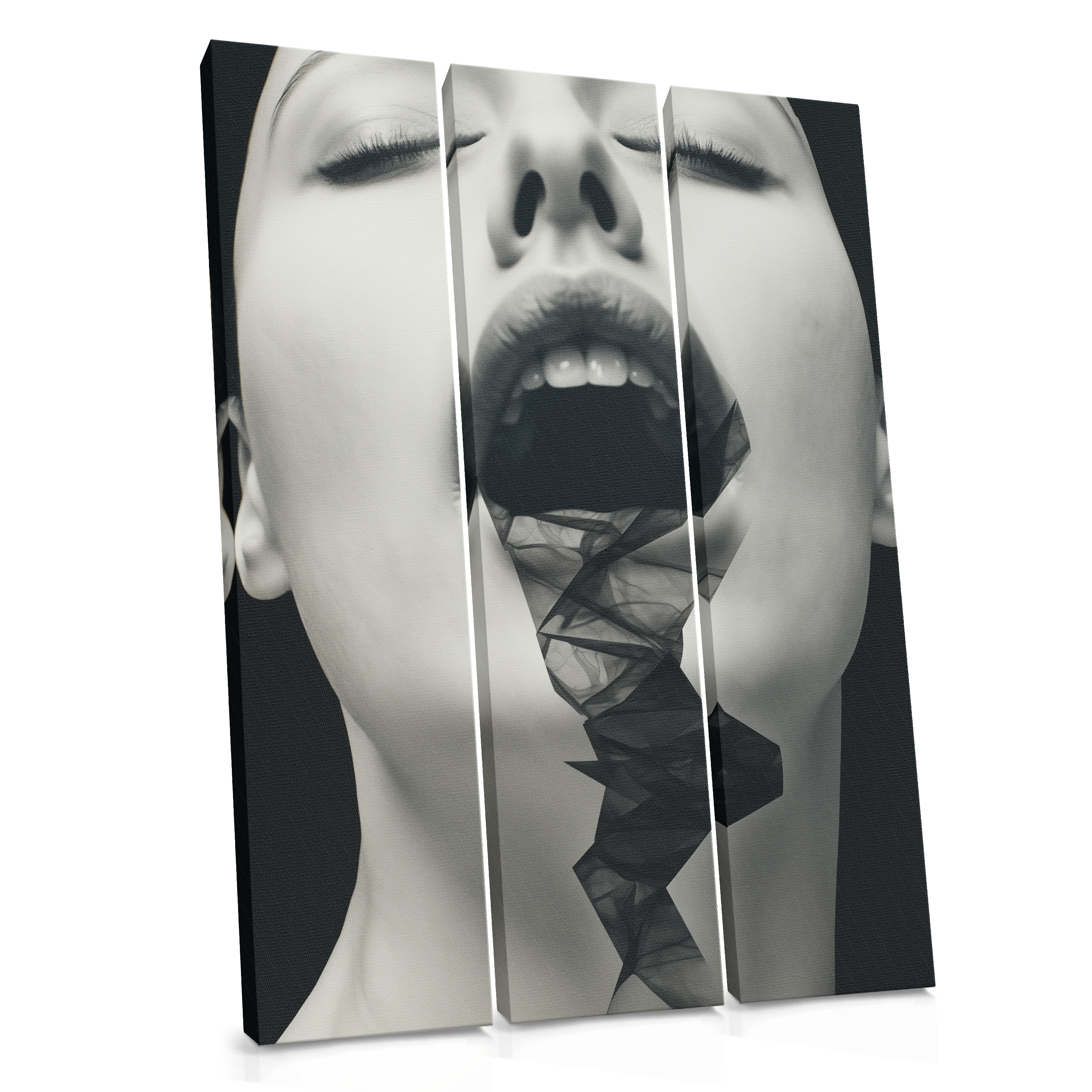 Black Ribbon Exhale - Surreal Portrait Canvas Print