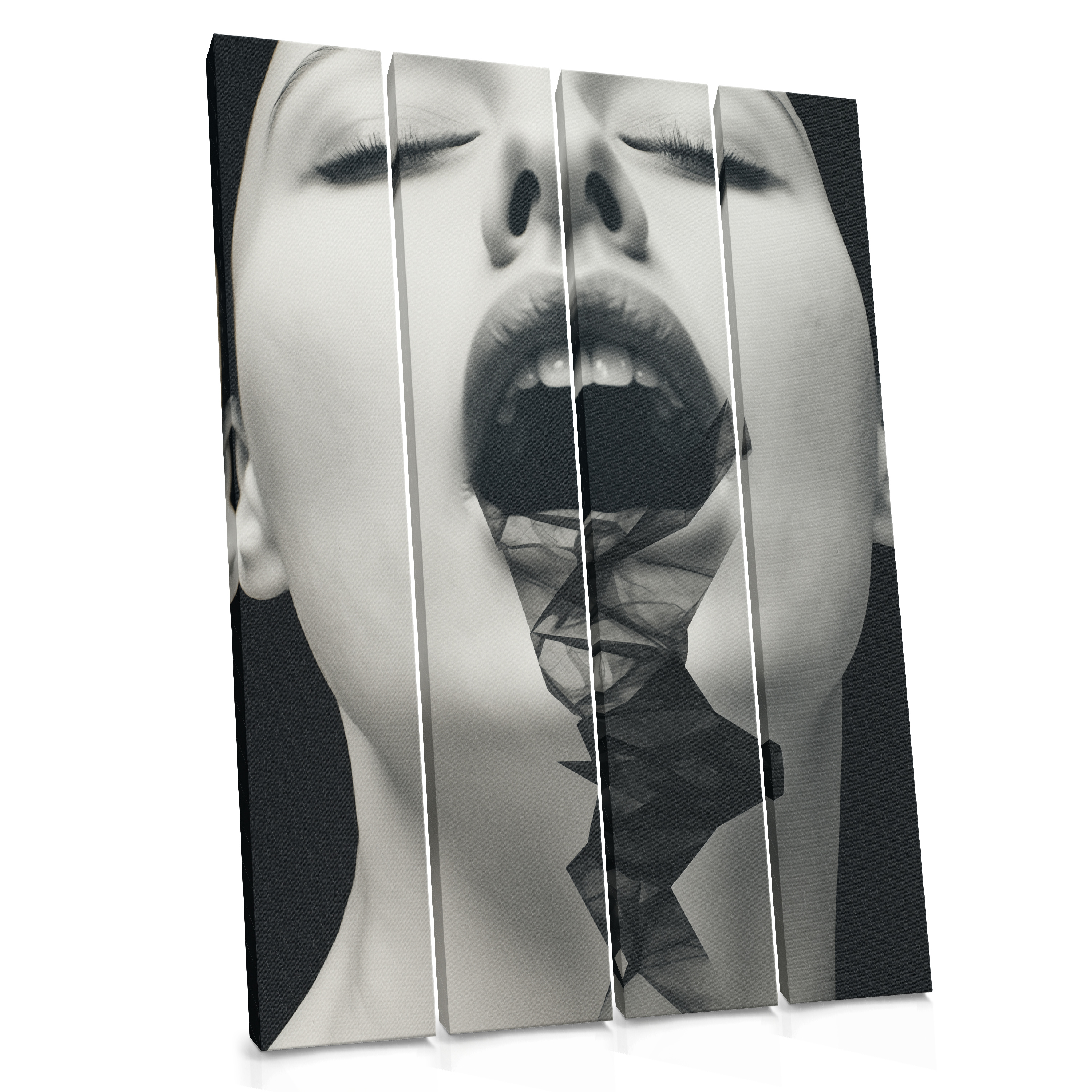 Black Ribbon Exhale - Surreal Portrait Canvas Print