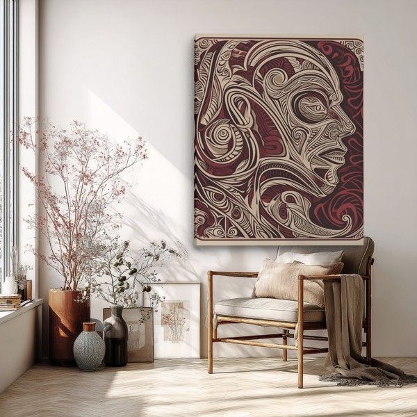 A Face in Lines - Canvas Print - on the wall in a room interior