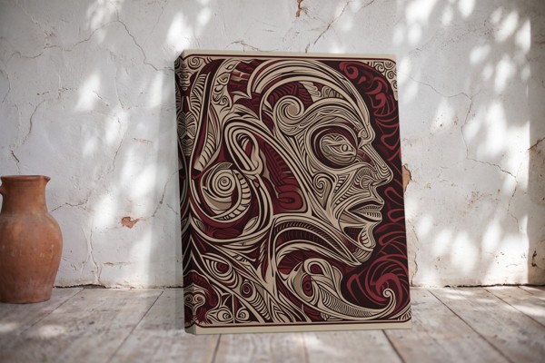 A Face in Lines - Canvas Print - on the wall in a room interior