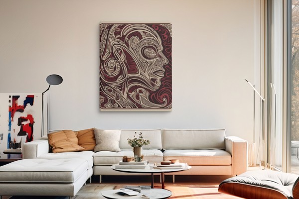A Face in Lines - Canvas Print - on the wall in a room interior