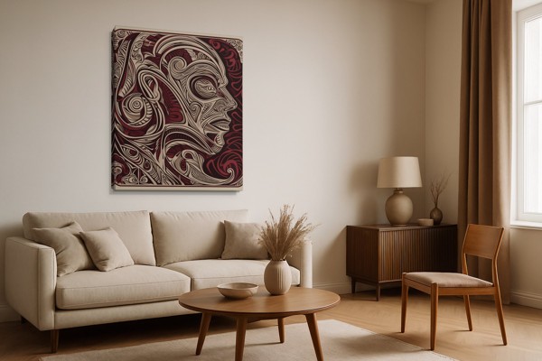 A Face in Lines - Canvas Print - on the wall in a room interior
