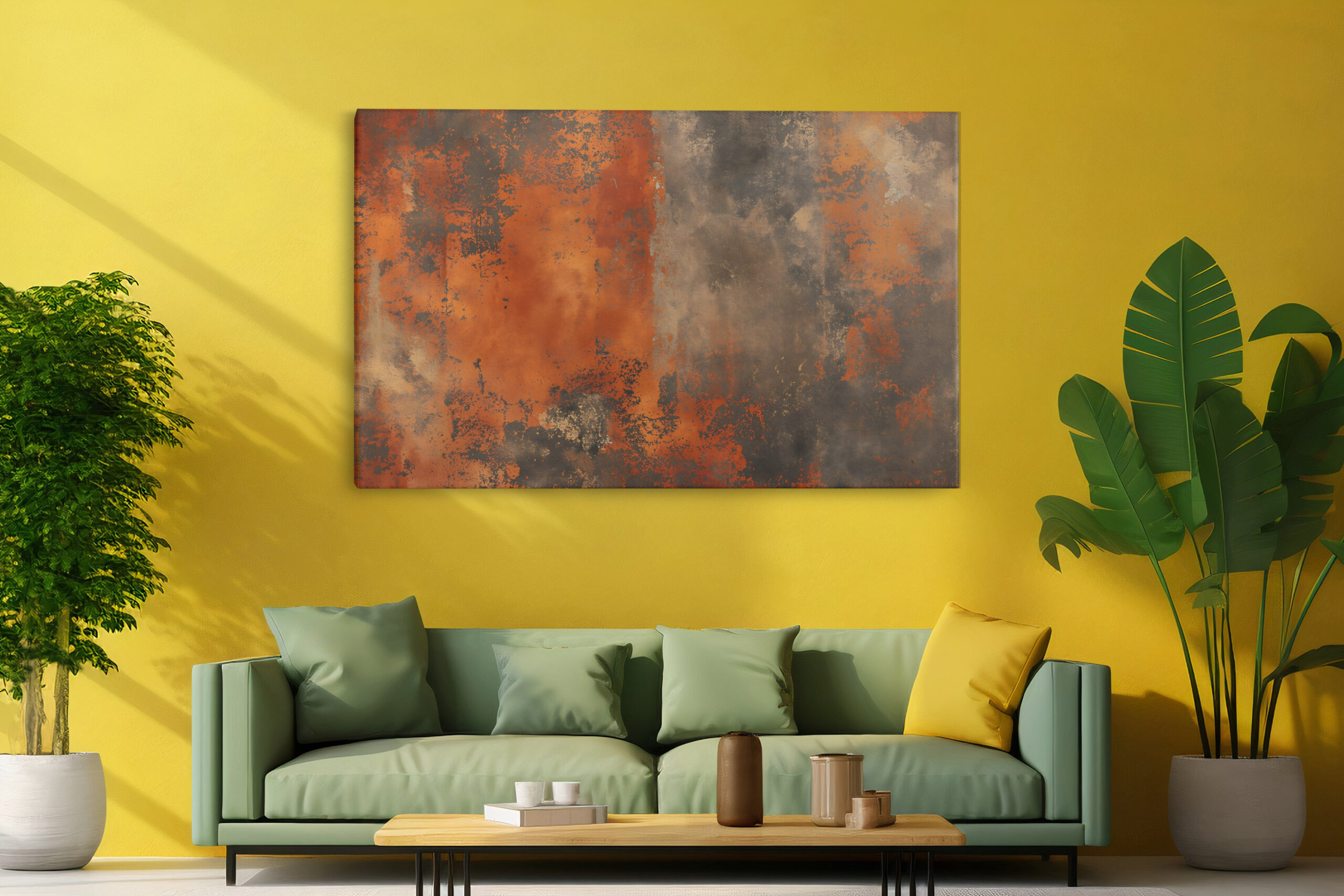 Orange Patina - Canvas Print - on the wall in a room interior