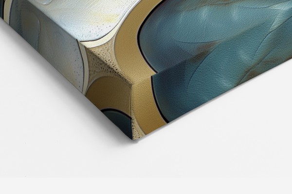 Golden Currents in Blue - Canvas Print - on the wall in a room interior