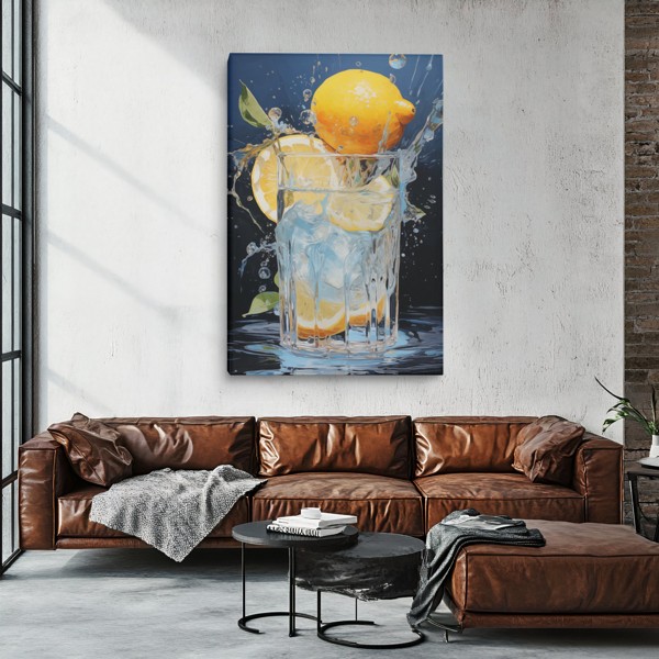 Lemon and Ice - Canvas Print - on the wall in a room interior