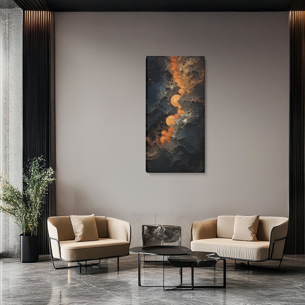 Orange Lights in the Dark - Canvas Print - on the wall in a room interior