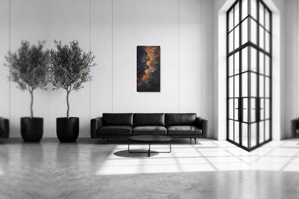 Orange Lights in the Dark - Canvas Print - on the wall in a room interior