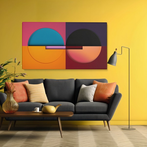 Colourful Semicircles - Canvas Print - on the wall in a room interior