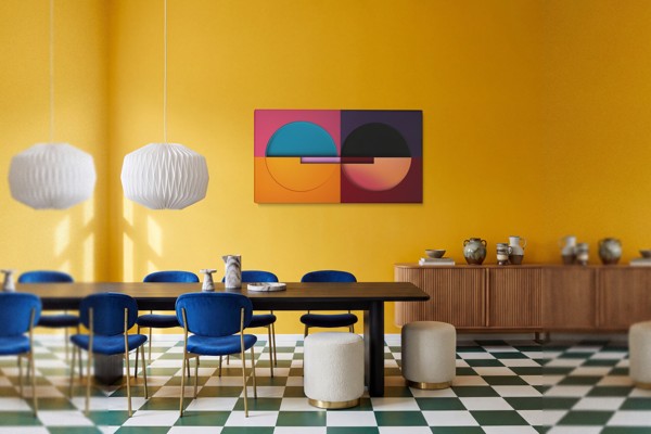Colourful Semicircles - Canvas Print - on the wall in a room interior