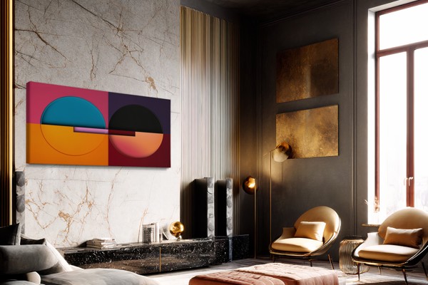 Colourful Semicircles - Canvas Print - on the wall in a room interior