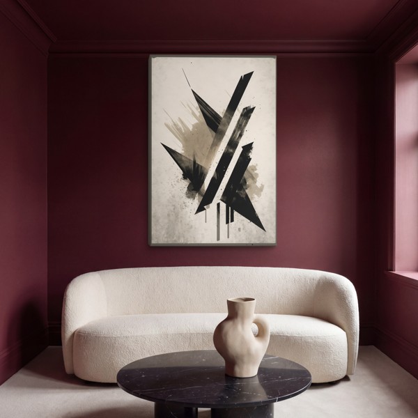 Black Diagonals - Canvas Print - on the wall in a room interior