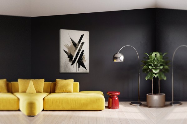 Black Diagonals - Canvas Print - on the wall in a room interior