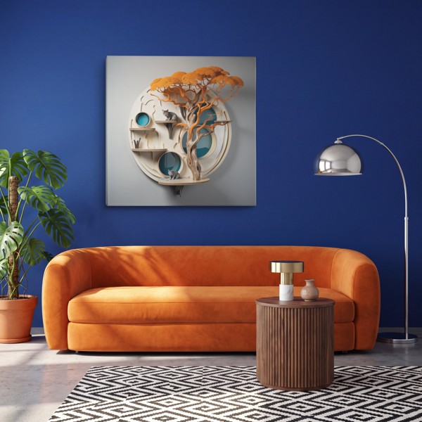 Tree in a Circular World - Canvas Print - on the wall in a room interior