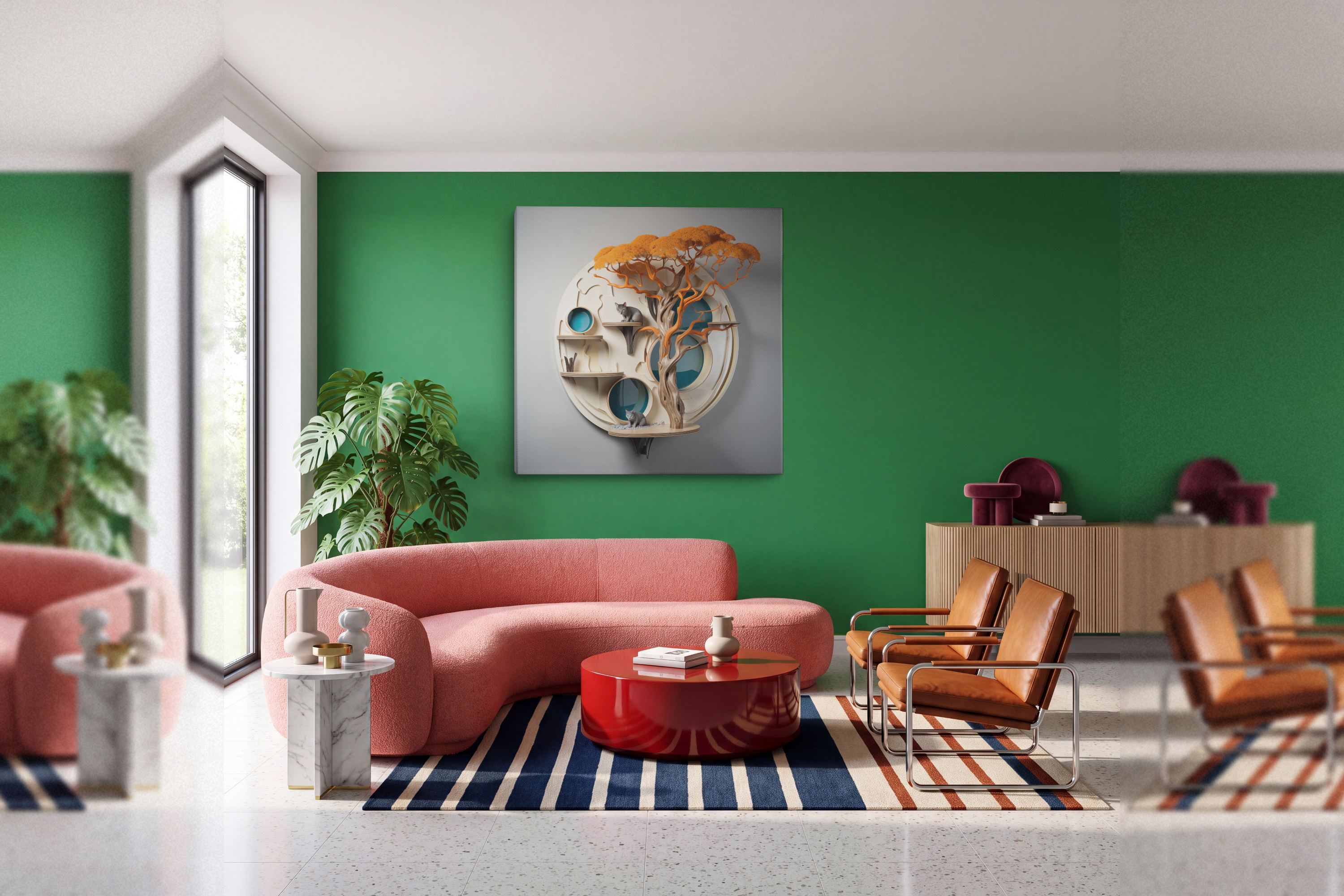 Tree in a Circular World - Canvas Print - on the wall in a room interior
