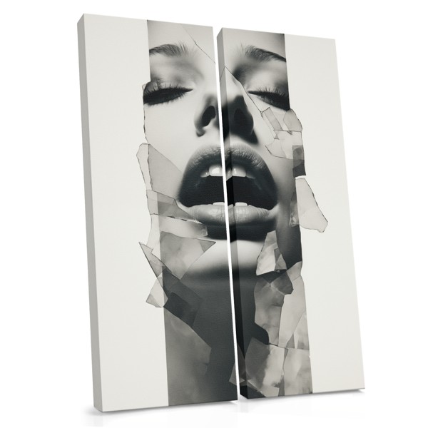 Pestañas sobre Fracturas - Lienzo de Retrato Monocromo