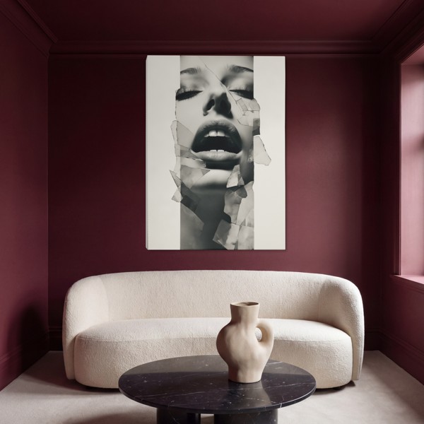 Trepavice iznad slomljenih rubova - monokromatski portret, tisak na platnu - na zidu u interijeru