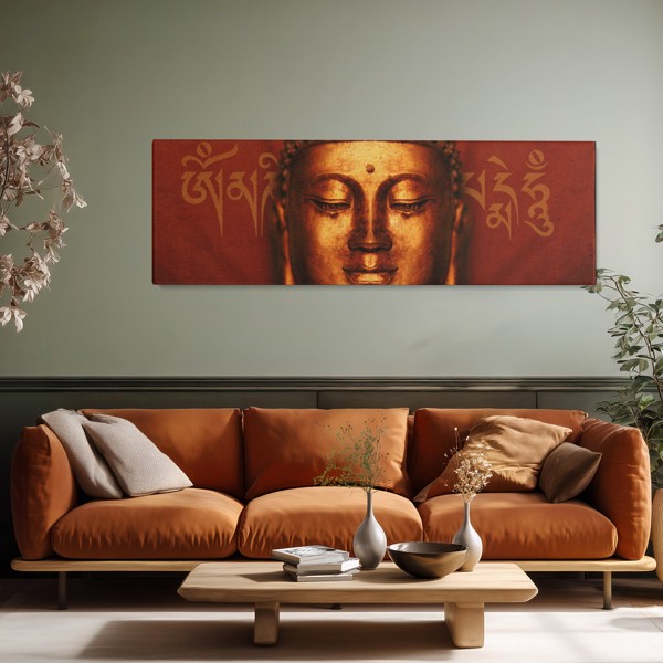 Lienzo Mural de Oración Budista - en la pared de un interior