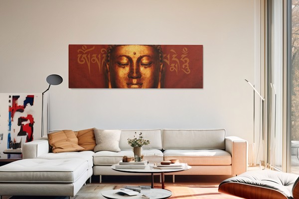 Lienzo Mural de Oración Budista - en la pared de un interior