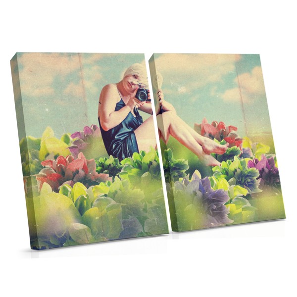 Colorful Woman Portrait with Floral Overlay Canvas Print