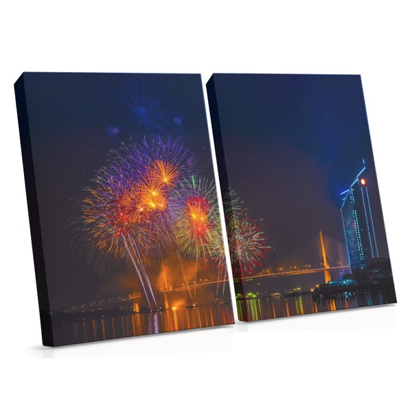 Arabian Night Fireworks Over City Canvas Print