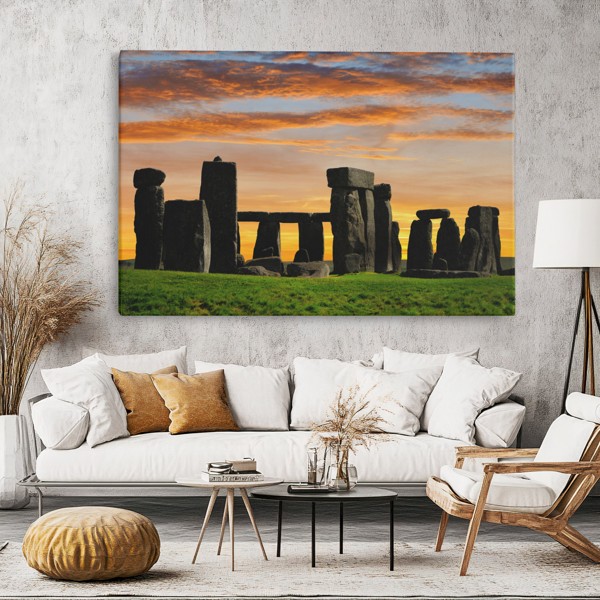 Stonehenge bei Sonnenuntergang Leinwanddruck - an der Wand in einem Raum